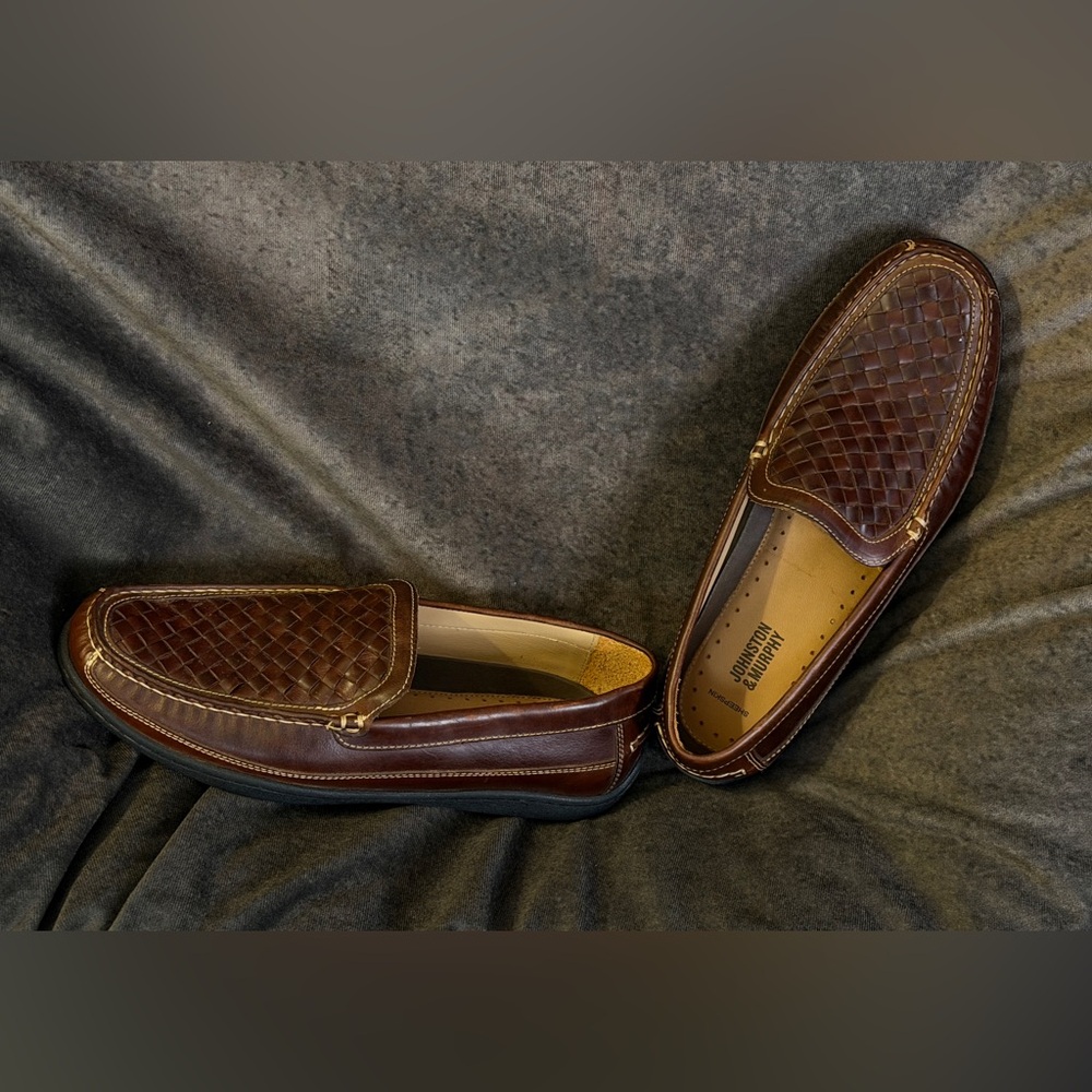 Johnston & Murphy Woven Brown Leather Loafers